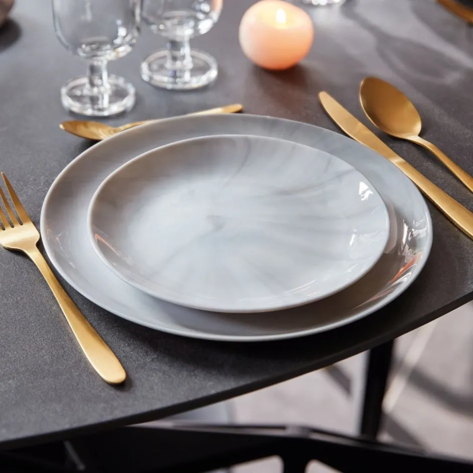 Luminarc Assiette dessert grise 19 cm Diwali Marble> Assiettes À Dessert