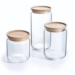 Luminarc Lot de 3 pots de conservation Pure Jar Wood - 150 + 100 + 75 cl> Bocaux & Pots