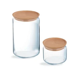 Luminarc Lot de deux pots de conservation Pure Jar Wood- 1L + 0,5L> Bocaux & Pots